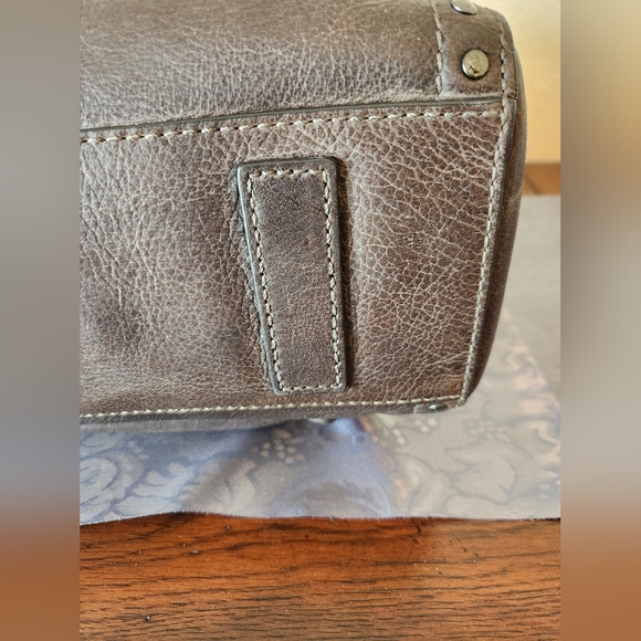 Frye & Co. Leather Stud Satchel Victoria Distressed Chocolate - Picture 8 of 14